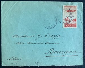 1946 French Morocco Airmail Cover to Bourgoin France Overprinted stamp