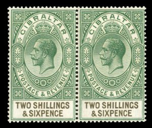 Gibraltar #87 Cat$22+ (for hinged), 1921 2sh6p green and black, horizontal pa...