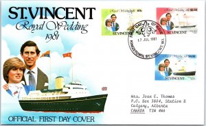 FIRST DAY COVER ROYAL WEDDING PRINCE CHARLES & PRINCESS DIANA ST. VINCENT 1981