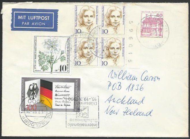 GERMANY 1991 airmail cover to New Zealand - nice franking..................11249