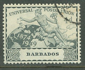 Barbados # 214  4d. U.P.U. 1949   (1) VF Used