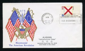 US 1654 American Bicentennial -  Alabama UA Al Tag Boerger cachet FDC 