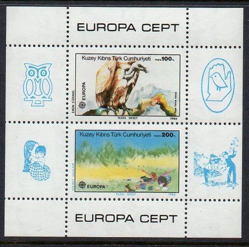 Turkish Rep Northern Cyprus 1986 Europa Nature Sheet Bird VF MNH (181)