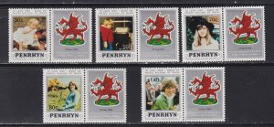 Penrhyn # 200-204, Birth of Prince William with labels, NH, 1/2 Cat.