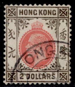 HONG KONG EDVII SG113, $2 carmine-red & grey-black, FINE USED. Cat £75.