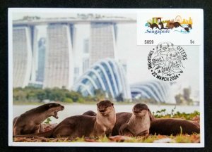 *FREE SHIP Singapore Otters 2024 Fauna Wildlife (ATM machine label maxicard)