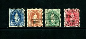 Switzerland #94-97 (S500) Comp Helvetia, Wmk 182, Type II, U, F-VF, CV$71.15