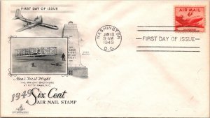 FDC 1949 SC #C39  Artcraft Cachet - Washington DC - Single - F77129