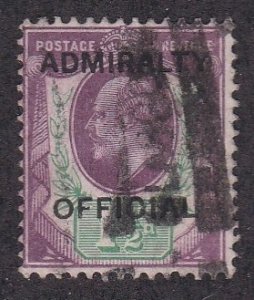 Great Britain #O80, Admiralty Official, Used, 1/3 Cat.