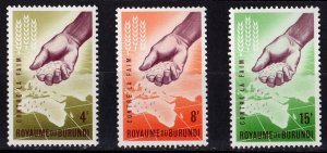 Burundi 1963 Sc#42/44 FAO FREEDOM FROM HUNGER SEED OVER AFRICA Set (3) MNH