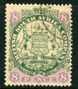 Southern Rhodesia 1896 British South Africa QV 8p SG #34 VFU A449