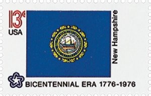 1976 13c New Hampshire State Flag, Bicentennial Era Scott 1641 Mint F/VF NH
