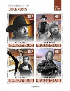 Togo - 2020 Actor Martial Artist Chuck Norris - 4 Stamp Sheet - TG200350a