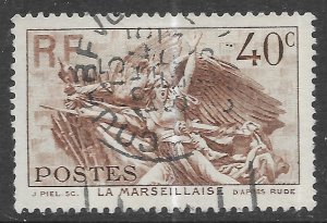 France Scott 310 Used 40c dark brown La Marseillaise by Rouget issue of 1936