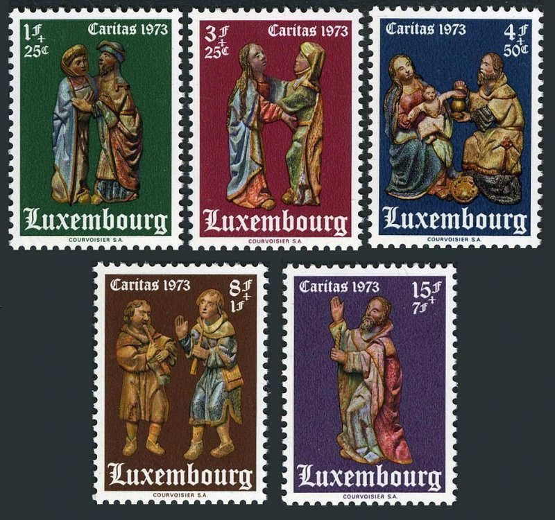 Luxembourg B292-296, MNH. Michel 871-875. Caritas 1973. Sculptures.