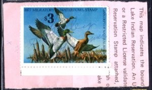 US Stamp 1977 Minnesota State Mallards Duck Stamp Hunter Signed on License Piece