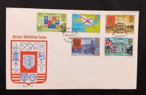 DM)1976, JERSEY, FIRST DAY COVER, ISSUE, INFRASTRUCTURES OF JERSEY, COATS OF