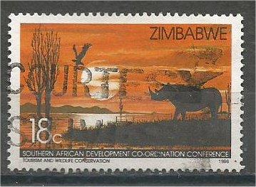 ZIMBABWE, 1986, used 18c, Rhinoceros, Scott 526