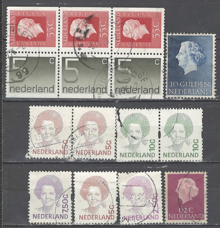 COLLECTION LOT # 3959 NETHERLANDS 9 STAMPS + 1 BOOKLET PANE 1953+ CV+$12