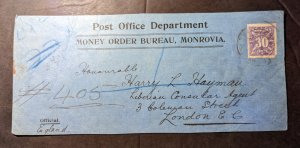 Registered Liberia Cover Monrovia to London EC England Money Order Bureau