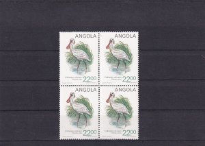 SA24d Angola 1984 Birds - African spoonbill, mint block of 4