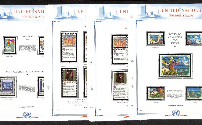 United Nations Stamp Collection in White Ace Album, Mint NH, 1991-1995