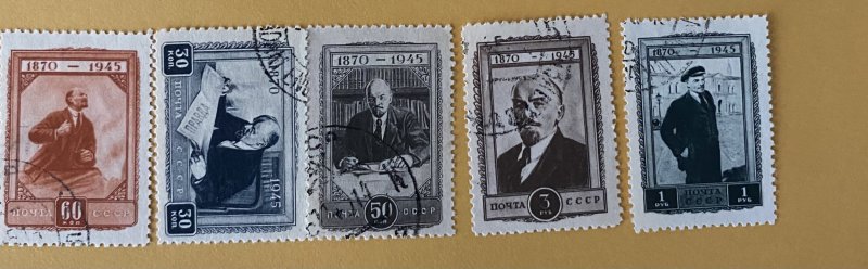 Russia USSR 1945 SC 1002-1006 Z 907-911 used .