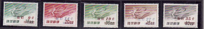 Ryukyu Islands-Sc#C14-18-unused hinged Airmail set-Music-Heavenly Maiden-1957-