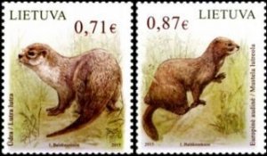 Lithuania 2015 Fauna Mammals from the Red Book Set of 2 stamps MNH