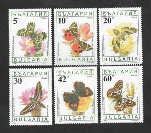 SD)1990 BULGARIA  BUTTERFLIES, SOUTHERN FESTON, CALIMORFA, PROSERPINE SPHINX