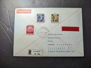 1941 Registered Express Germany Luxembourg Overprint Cover to Stuttgart