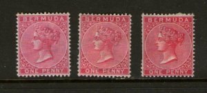 Bermuda QV 1883 Sc 19,19b,19c MH