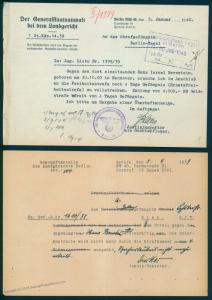 Germany 1939-40 Jewish Prisoner Berlin Moabit Prison Persecution Documents 87506