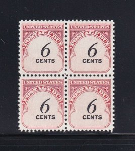 J94 Dull gum VF block of 4 never hinged with nice color cv $ 280 ! see pic !