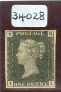 SG V1 1840 1d black official lettered II. A pristine very lightly mounted mint.. 