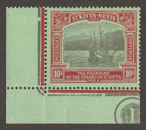 ST. KITTS-NEVIS 1923 Tercentenary 10/- with plate no 1. MNH **.