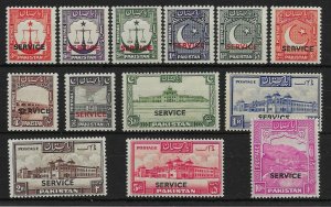 PAKISTAN SGO14/26 1948-54 OFFICIAL SET MTD MINT