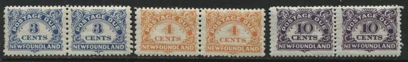 Newfoundland 1939-49  3, 4, and 10 cents Postage Dues pairs unmounted mint NH