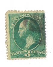 #207  Used 3c blue green Washington 1881-82  Issue