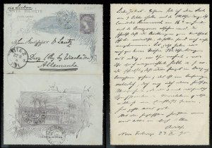BRAZIL Letter Card Used 200 Reis to Germany c1895