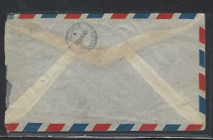 MAURITIUS COVER (P1311B)1949 KGVI 20C BL OF 4 A/M COVER TO SEYCHELLES ARRIVAL BS
