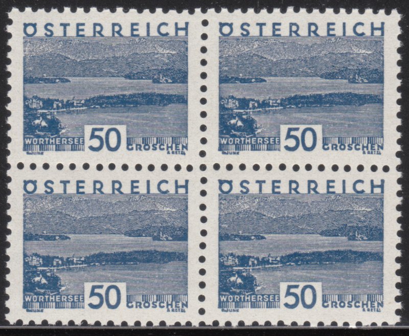 Austria #351 XF Mint OG NH Block of 4 - Lot #MO-569 SCV $130