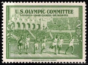 1948 US Poster Stamp American Olympic Committee London St. Moritz Set/2 MNH