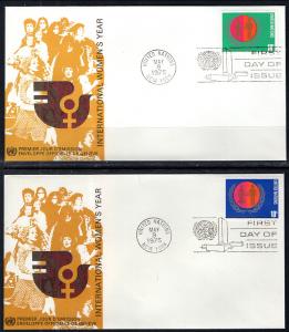 UN New York 258-259 Women's Year Geneva Set of Two U/A FDC