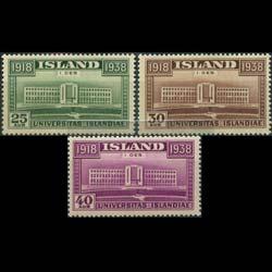 ICELAND 1938 - Scott# 209-11 Indep.-University Set of 3 NH