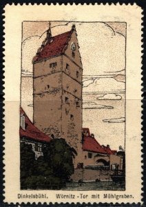 Vintage Germany Poster Stamp Dinkelsbühl Wörnitz Gate With Mill Ditch