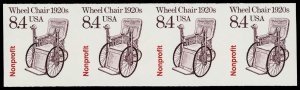 United States #2256a Mint nh superb  strip of 4 Cat$350 1988, 8.4¢ Wheel Cha...