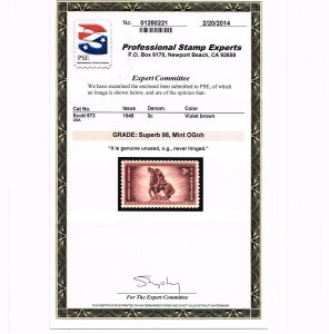 EXCEPTIONAL GENUINE SCOTT #973 MINT PRISTINE OG NH PSE CERT GRADED SUPERB 98