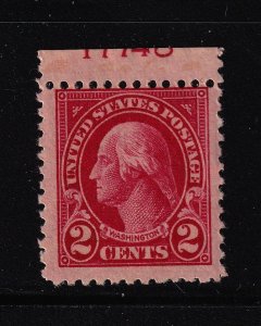 1923 Washington 2c carmine Sc 554 MNH top plate number single CV $15 (T32