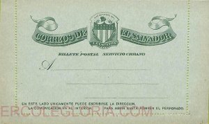 ad6364 - EL SALVADOR - Postal History - STATIONERY LETTER CARD  H&G # 1